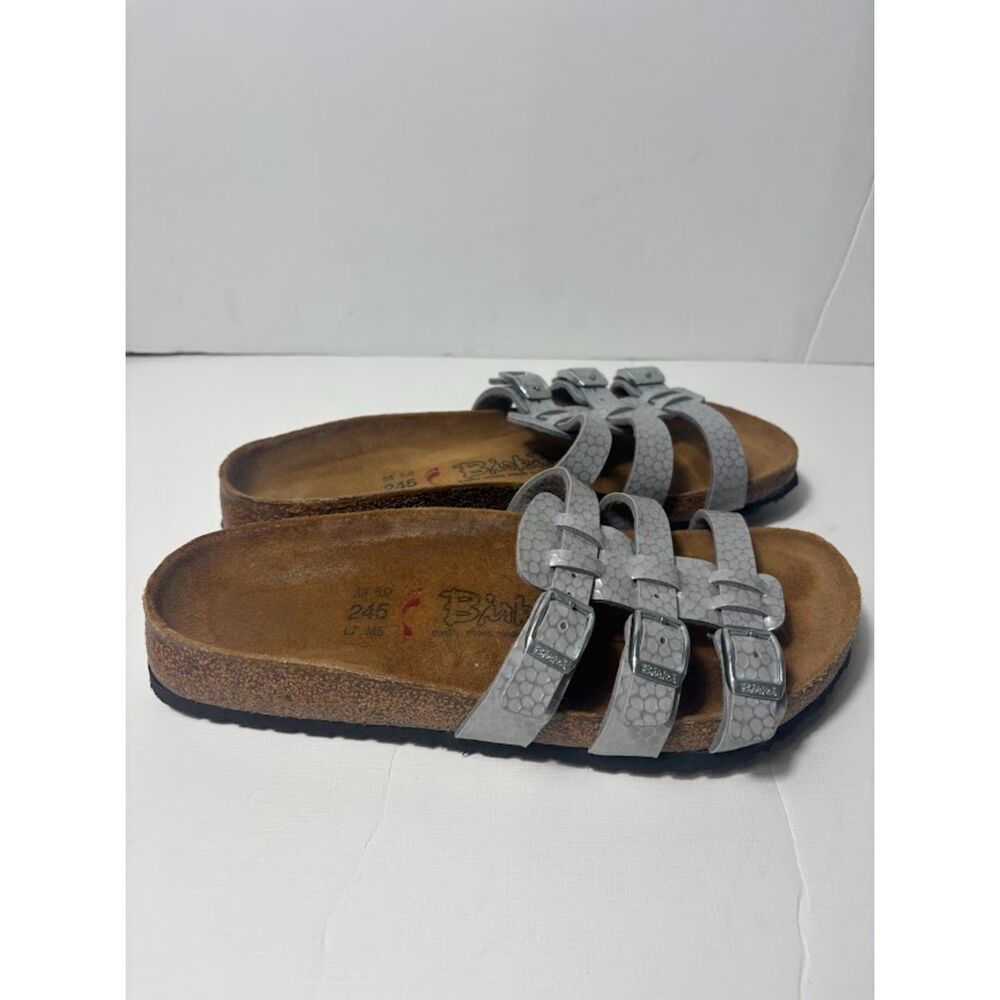 Birkenstock Birki's Women’s Xenia Silver Metallic Birko Flor Sandals Sz 38/7 - Picture 2 of 6